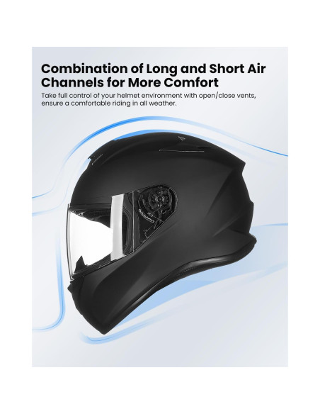 Casco de Moto ILM ST-06 Grande Negro Mate con Ventilación