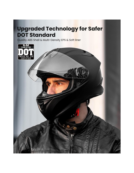 Casco de Moto ILM ST-06 Grande Negro Mate con Ventilación