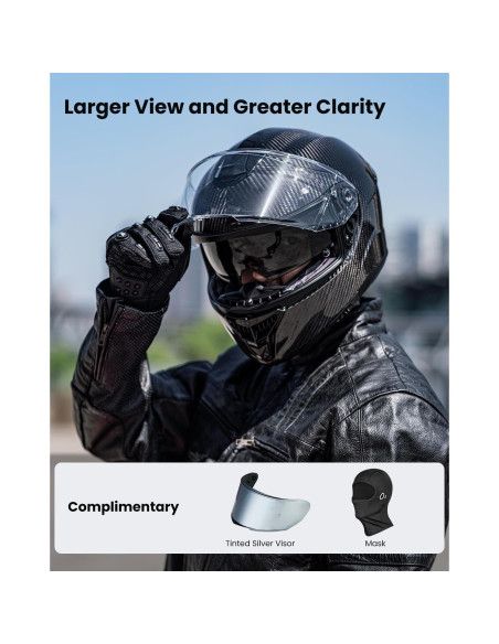 Casco de Motocicleta ILM 861C Fibra de Carbono Doble Visera S