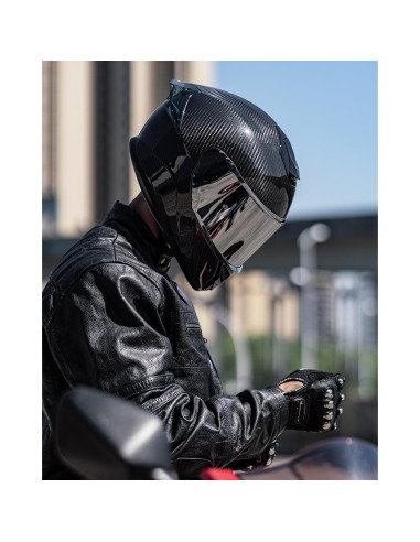 Casco de Motocicleta ILM 861C Fibra de Carbono Doble Visera S