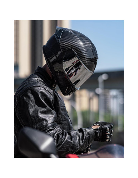 Casco de Motocicleta ILM 861C Fibra de Carbono Doble Visera S