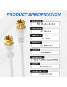 Cable Coaxial RG6 Cables Direct Online 1.83M Doble Blindaje 2