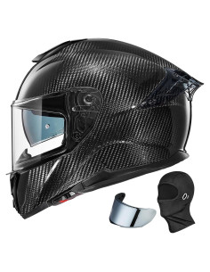Casco ILM de Motocicleta Fibra Carbono Modelo 861C Grande