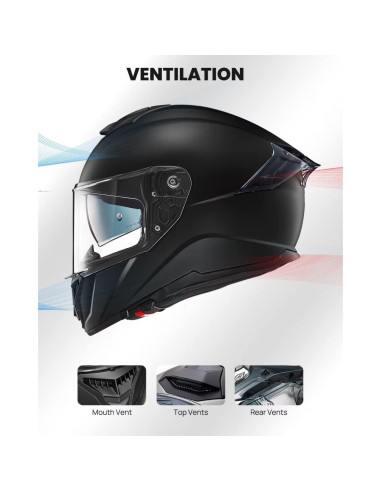 Casco de Moto ILM 861A Doble Visor Negro Mate T. Grande