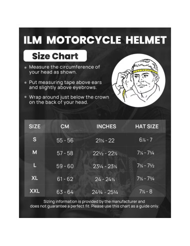 Casco de Moto ILM 861A Doble Visor Negro Mate T. Grande