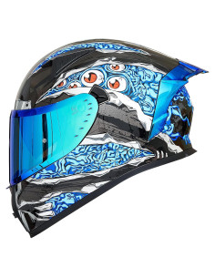 Casco de Motocicleta ILM Z501 Cara Completa Manta Azul XXL