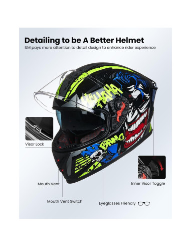 Casco de Motocicleta ILM Z501 Amarillo Sorpresa X-Large