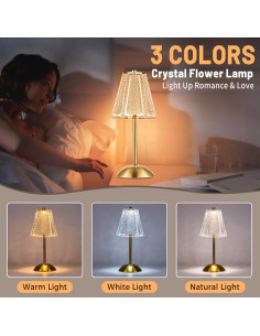 Lámpara de Mesa LED Recargable HAPYGI 30cm Cobre Táctil 2