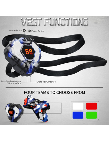 Juego de Laser Tag Recargable Canhui - Set de 2 Pistolas y Chalecos