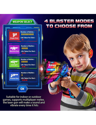 Set de 4 Pistolas Laser Tag IVOXEX con Chalecos LED