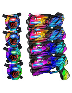Juego de Laser Tag IVOXEX Set de 4 Pistolas y Chalecos