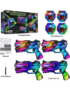 Juego de Laser Tag IVOXEX Set de 4 Pistolas y Chalecos 2