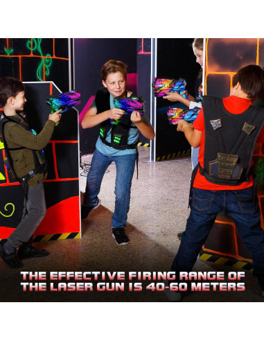 Juego de Laser Tag IVOXEX Set de 4 Pistolas y Chalecos