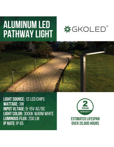 Luces LED de Jardín GKOLED 3W 9-15V AC/DC Paquete de 6 2