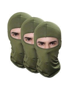 Paquete de 3 Pasamontañas Balaclava Verde Ejército Unisex