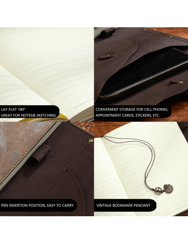 Cuaderno A5 de Dragón ACTIONDRAKE - 288 Páginas de Cuero