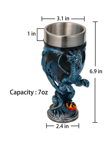 Cáliz de Dragón Azul Alikiki - 207 ml Acero Inoxidable
