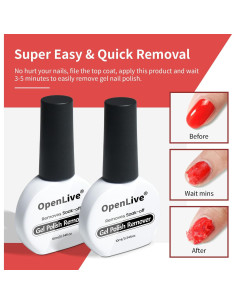 Removedor de Gel para Uñas OpenLive 2 Botellas 10ml Rápido 2