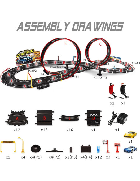 Set de Pista de Carreras Eléctrico Rcovasc 1.70 kg 6-12 años Set de Pista de Carreras Eléctrico Rcovasc 1.70 kg 6-12 años