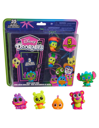 Juguetes Disney Doorables Neon Glow Peek Just Play 5 Figuras