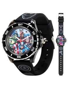 Reloj Analógico de Cuarzo Niños Marvel Avengers LED Negro