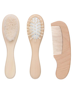 Kit de Cuidado para Bebés Jaasuee - Cepillo y Peine de Madera