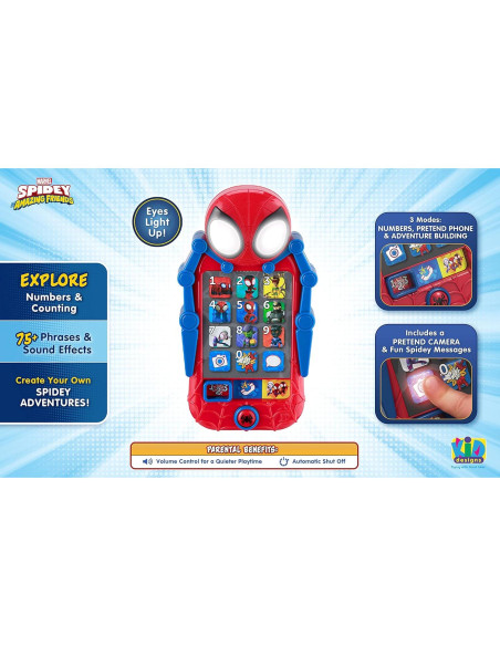 Teléfono Juguete eKids Spidey con Juegos Educativos 3 a 5 años