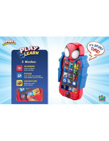Teléfono Juguete eKids Spidey con Juegos Educativos 3 a 5 años
