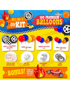 Kit Arco Globos Hot Wheels 100 Piezas Decoración Fiesta 2