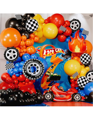Kit Arco Globos Hot Wheels 100 Piezas Decoración Fiesta