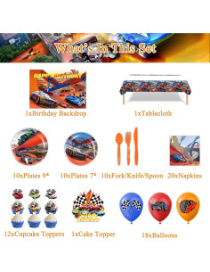 Set de Decoración de Fiesta de Coche Heidaman Hot Wheels 2