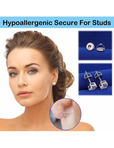 2 Pares de Respaldos de Aretes de Tornillo Kouley 6mm Hipoalergénicos