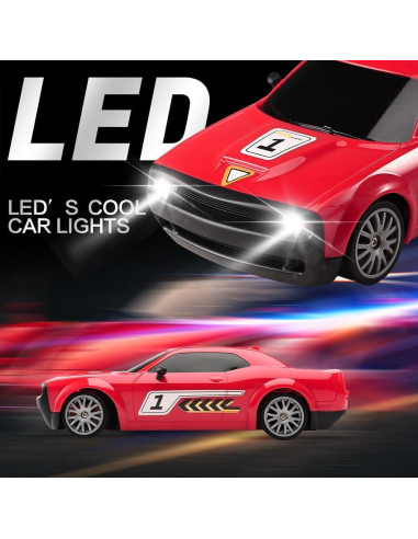 Coche RC Drift Jaming KF27 1:20 4WD Rojo con Luces LED