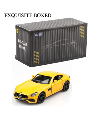 Coche de metal a escala 1/36 TOKAXI Mercedes AMG GTS amarillo
