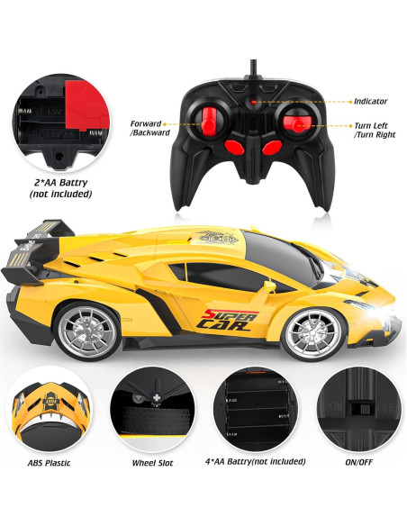 Coche de Control Remoto Growsland RC 1:18 Amarillo para Niños