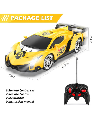 Coche de Control Remoto Growsland RC 1:18 Amarillo para Niños