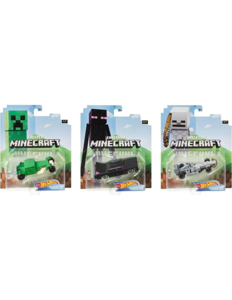 Hot Wheels Minecraft 2020 1:64 Conjunto 7 Coches Personajes