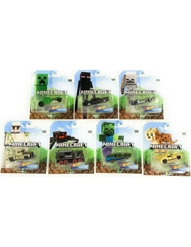 Hot Wheels Minecraft 2020 1:64 Conjunto 7 Coches Personajes