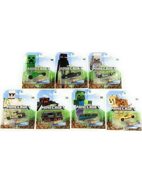 Hot Wheels Minecraft 2020 1:64 Conjunto 7 Coches Personajes