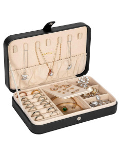 Caja de Joyería Pequeña LANDICI Negra, Organizador de Viaje 21x14 cm