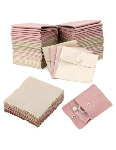 Cunno 120 Bolsas de Microfibra para Joyería con Paño 8x8cm