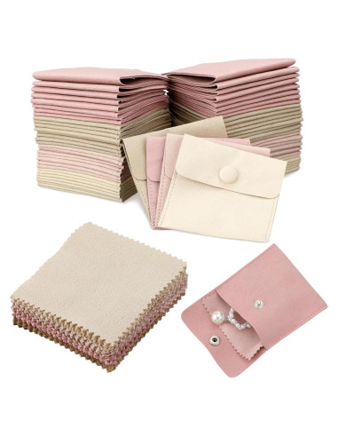 Cunno 120 Bolsas de Microfibra para Joyería con Paño 8x8cm