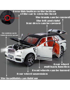 Coche de Juguete Rolls-Royce Cullinan 1/24 Blanco con Sonido y Luz 2