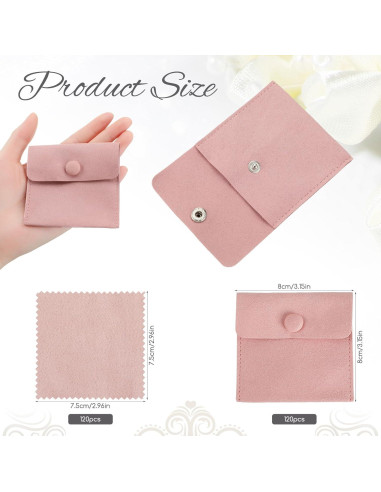 Cunno 120 Bolsas de Microfibra para Joyería con Paño 8x8cm