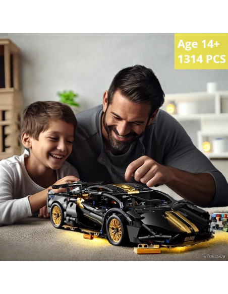 Bloques de Construcción Chodia Supercarro 1:14 Negro Bloques de Construcción Chodia Supercarro 1:14 Negro