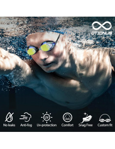 Gafas de natación Otionus unisex con correa elástica y lentes UV 2