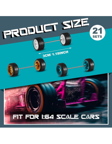 Ruedas de Reemplazo Poen 21 Juegos 1:64 Neumáticos Goma