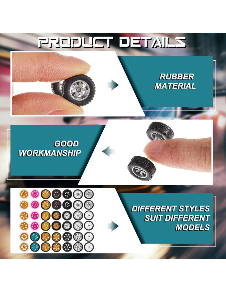 Ruedas de Reemplazo Poen 21 Juegos 1:64 Neumáticos Goma