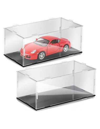 Caja de Exhibición Acrílica 2 Pcs 1:24 para Modelos de Coche