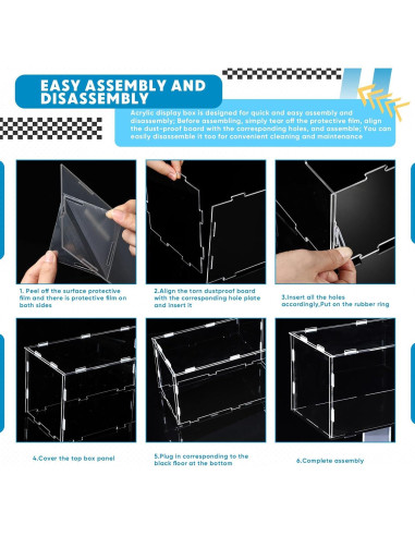 Caja de Exhibición Acrílica 2 Pcs 1:24 para Modelos de Coche